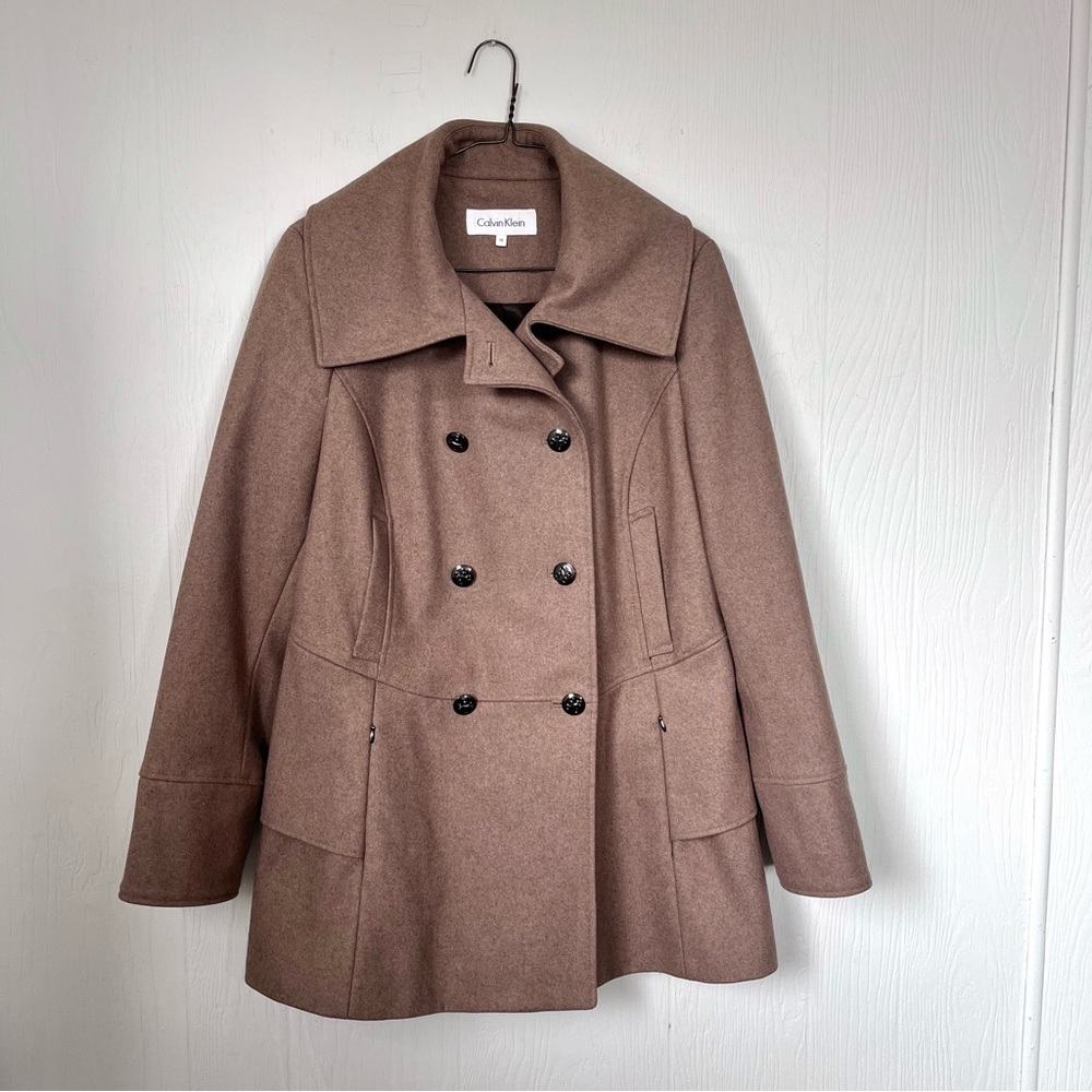Calvin Klein Women’s Brown Wool Double Breasted Winter Coat
